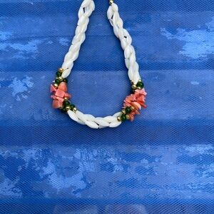White & Coral Beaded Bracelet